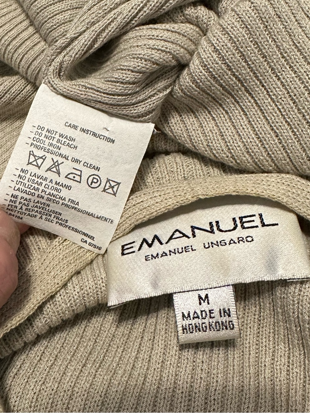 Emanuel Ungaro Neutral Ribbed Crewneck Sweater